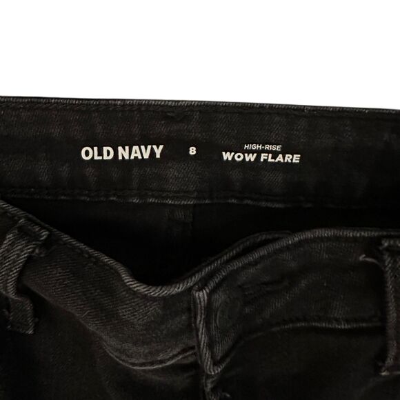 Old Navy Black Wide Leg High Rise WOW Flare Stretchy Jeans Size 8 - Picture 3 of 4